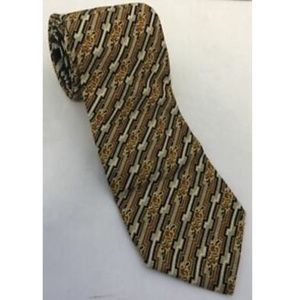 VERSACE Brown Yellow and Black Tie 100% Silk